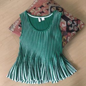 Moth Anthropologie Green and White Top